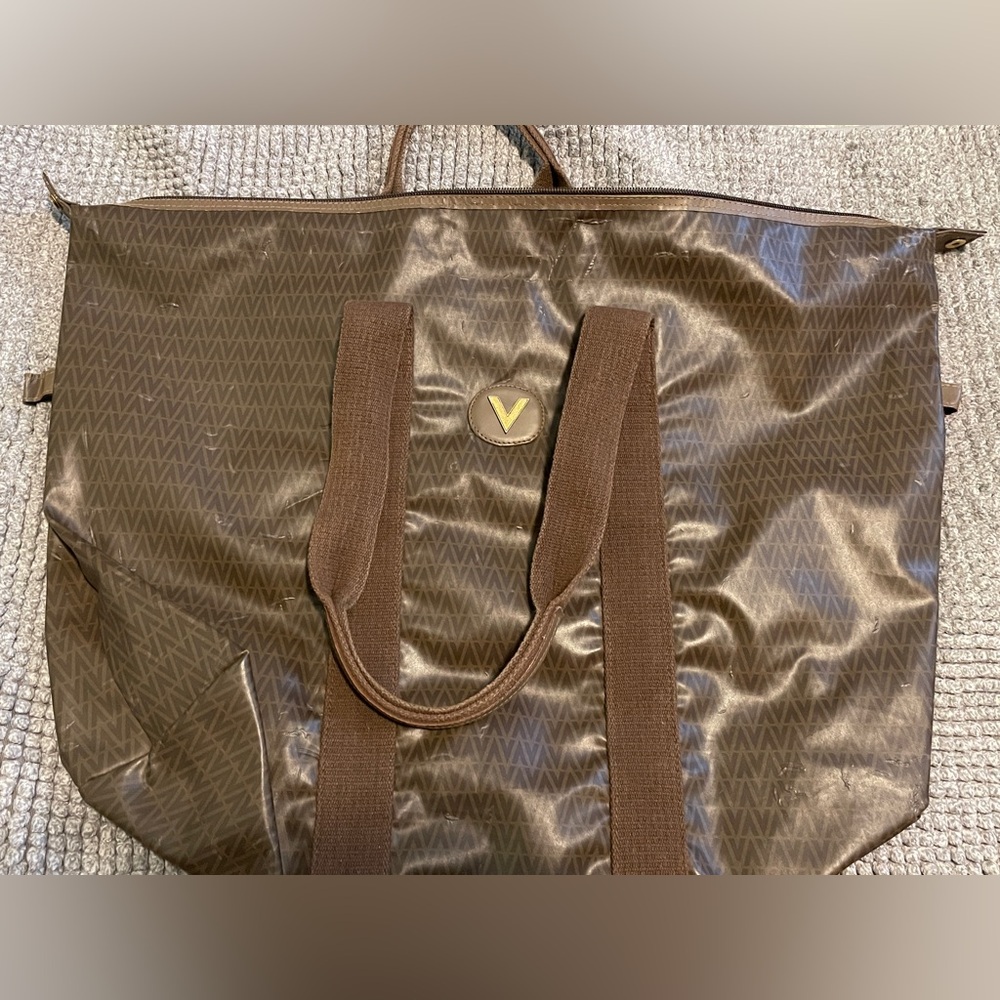 Vintage Mario Valentino Large Travel Monogram Brown tote Bag